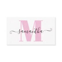 Girl Light Pink und White Polka Dot Monogramm
