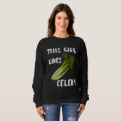 Girl Likes Celery Cute Vegetables Healthy Food Sweatshirt (Vorne ganz)