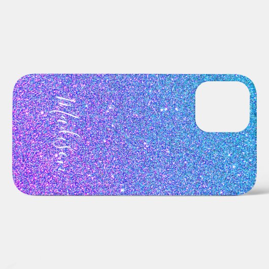 Girl Lila Blue Glitzer Sparkle Ombre Name Case-Mate iPhone Hülle (Rückseite (Horizontal))