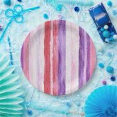 Girl Lila Blush Pink Rote Streifen Geburtstag Pappteller (Party)