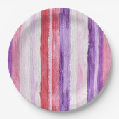Girl Lila Blush Pink Rote Streifen Geburtstag Pappteller (Vorderseite)