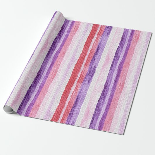 Girl Lila Blush Pink Rote Streifen Geschenkpapier (Ungerollt)