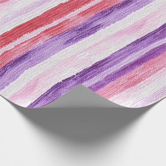 Girl Lila Blush Pink Rote Streifen Geschenkpapier (Ecke)