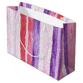 Girl Lila Blush Pink Rote Streifen Weihnachten Große Geschenktüte (Rückseite Schrägansicht)