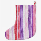 Girl Lila Blush Pink Rote Streifen Weihnachten Großer Weihnachtsstrumpf (Rückseite)