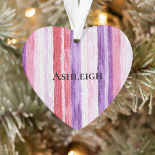 Girl Lila Blush Pink Rote Streifen Weihnachten Ornament