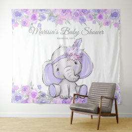 Girl Lila Boho Elephant Baby Shower XL Hintergrund Wandteppich
