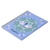 Girl Lila Dragonfly Mandala Monogram Name Notizblock (Linke Seite)