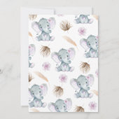 Girl Lila Elephant Babydusche Einladung (Rückseite)