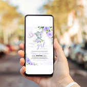 Girl Lila Elephant Babydusche Einladung