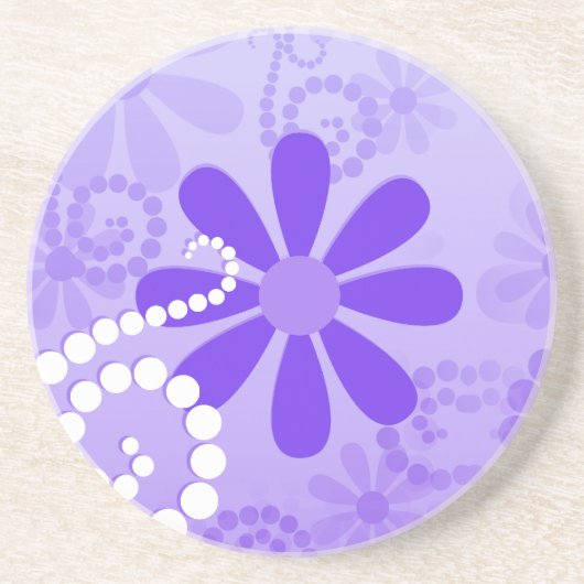 Girl Lila Floral Retro Blume Untersetzer (Vorne)