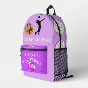 Girl Lila Foto Volleyball-Tasche personalisiert Bedruckter Rucksack