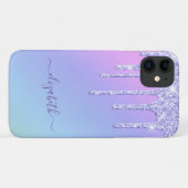Girl-Lila Glitzer-Tropfen Personalisiert Rainbow Case-Mate iPhone Hülle (Rückseite (Horizontal))