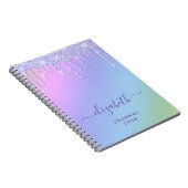 Girl-Lila Glitzer-Tropfen Personalisiert Rainbow Notizblock (Rechte Seite)