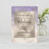 Girl Lila Gold Ombre Leopard Print Einladung (Stehend Vorderseite)