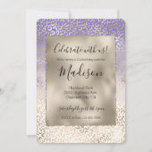 Girl Lila Gold Ombre Leopard Print Einladung (Vorderseite)