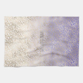 Girl Lila Gold Ombre Leopard Print Geschirrtuch (Horizontal)
