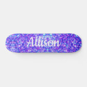 Girl-Lila Imitate Glitzer Personalisiert Name Skateboard (Horizontal)