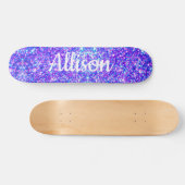 Girl-Lila Imitate Glitzer Personalisiert Name Skateboard (Horizontal)