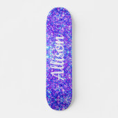 Girl-Lila Imitate Glitzer Personalisiert Name Skateboard (Vorne)
