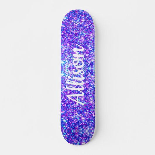 Girl-Lila Imitate Glitzer Personalisiert Name Skateboard (Vorne)