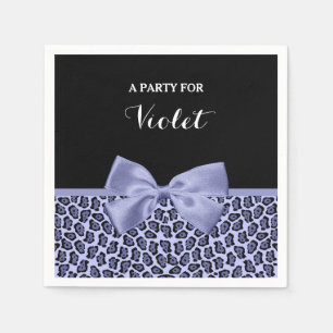 Girl Lila Jaguar Print Lavendel Bow mit Namen Serviette