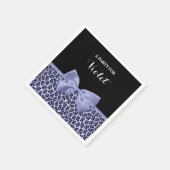 Girl Lila Jaguar Print Lavendel Bow mit Namen Serviette (Ecke)