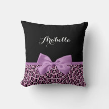 Girl Lila Jaguar Print Niedlich Bow mit Namen