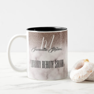 Girl Lila Marbled Glittery Luxury Beauty Salon Zweifarbige Tasse