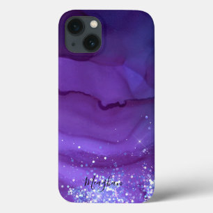 Girl Lila mit Silver Glitzer Mit Monogramm Case-Mate iPhone Hülle