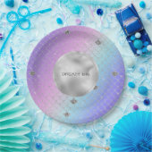 Girl Lila Pink Aqua Silver Mermaid Glitzer Pappteller (Party)