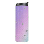 Girl Lila Pink Aqua Silver Mermaid Glitzer  Thermosbecher (Nach links gedreht)