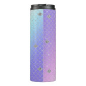 Girl Lila Pink Aqua Silver Mermaid Glitzer  Thermosbecher (Rückseite)