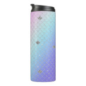 Girl Lila Pink Aqua Silver Mermaid Glitzer  Thermosbecher (Nach rechts gedreht)