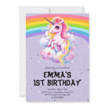 Girl Lila Rainbow Unicorn Girly 1. Geburtstag
