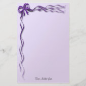 Girl-Lila Ribbons und Bows-Borders Briefpapier (Vorderseite)