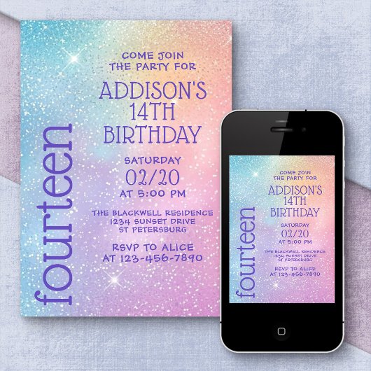 Girl Lila Stars Galaxy Geburtstag Einladung