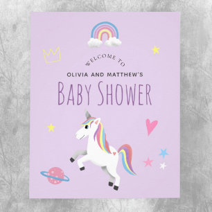 Girl Lila Unicorn Kinderdusche Begrüßungszeichen Poster