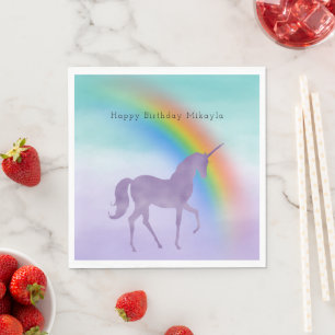Girl Lila Unicorn Rainbow Personalisiert Serviette