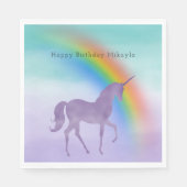 Girl Lila Unicorn Rainbow Personalisiert Serviette (Vorderseite)