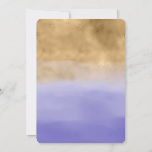 Girl Lila Watercolor Gold Glitzer Einladung (Rückseite)