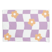 Girl Lila White Checkerboard Blumenmuster Kissenbezug (Vorderseite-Links)
