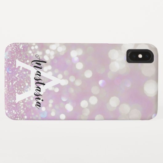 Girl Lilac Shimmer Glitzer Glitzern Monogram Name Case-Mate iPhone Hülle (Rückseite (Horizontal))