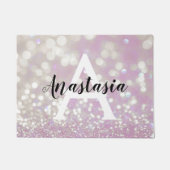 Girl Lilac Shimmer Glitzer Glitzern Monogram Name Fußmatte (Vorderseite)