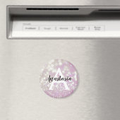 Girl Lilac Shimmer Glitzer Glitzern Monogram Name Magnet (In Situ (Geschirrspüler))