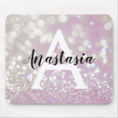Girl Lilac Shimmer Glitzer Glitzern Monogram Name Mousepad (Vorne)