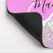 Girl Lilac Shimmer Glitzer Glitzern Monogram Name Mousepad (Ecke)
