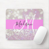 Girl Lilac Shimmer Glitzer Glitzern Monogram Name Mousepad (Mit Mouse)