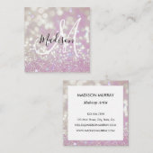 Girl Lilac Shimmer Glitzer Glitzern Monogram Name Quadratische Visitenkarte (Vorne/Hinten)
