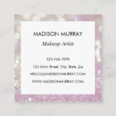 Girl Lilac Shimmer Glitzer Glitzern Monogram Name Quadratische Visitenkarte (Rückseite)